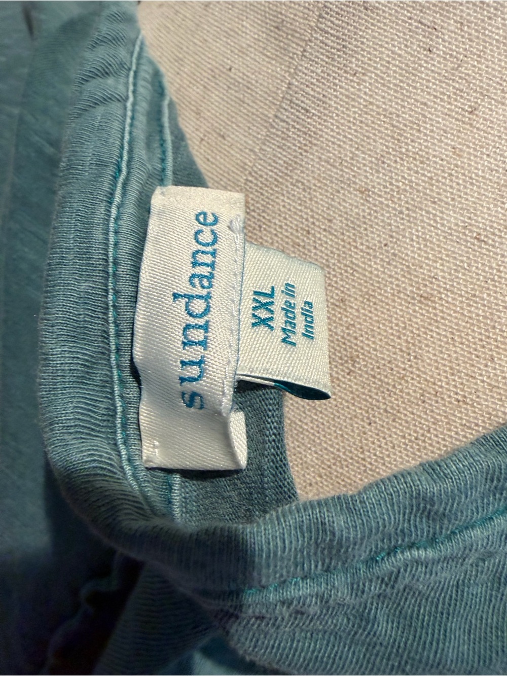 Sundance Teal Henley Long Sleeve with Multicolor Floral Embroidery - Picture 4 of 5